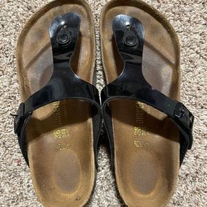 Glossy Black Birkenstock Sandals